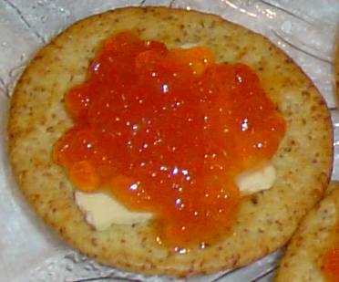 Red Caviar on Crackers